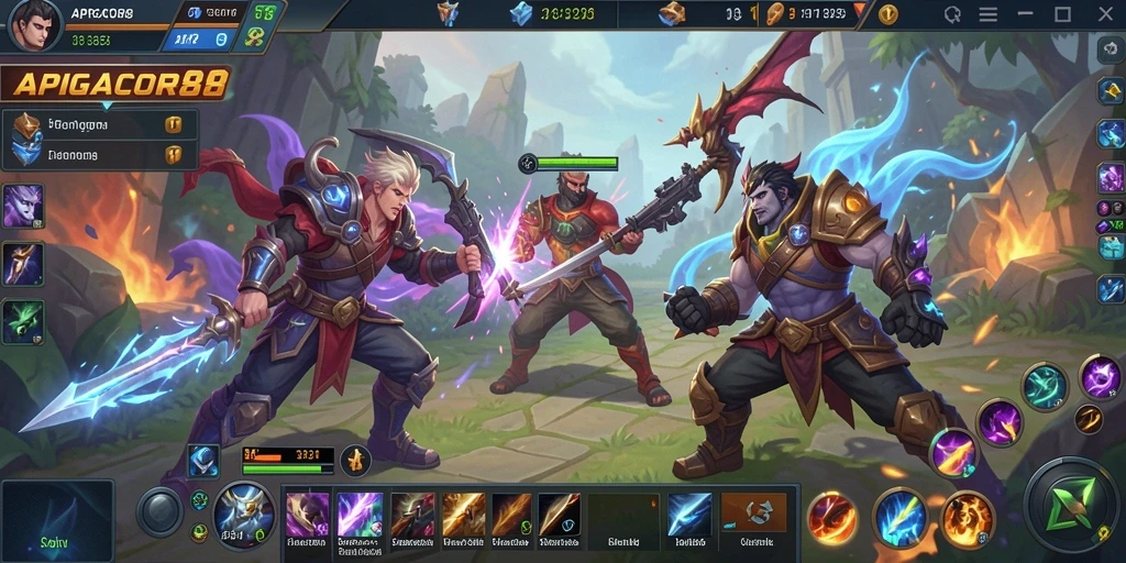 Tampilan dinamis gameplay APIGACOR88 dalam pertarungan seru.
