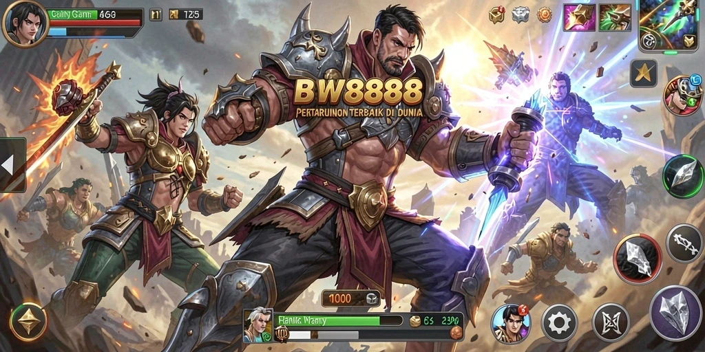Screenshot gameplay BW888 menampilkan pertarungan intens antar karakter.