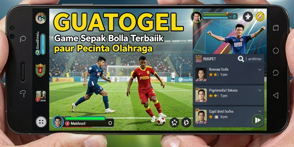 Tampilan gameplay seru GUATOGEL dengan aksi sepak bola intens.