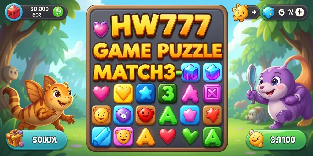Gameplay seru dan penuh warna di HW777 dengan tantangan Match-3.