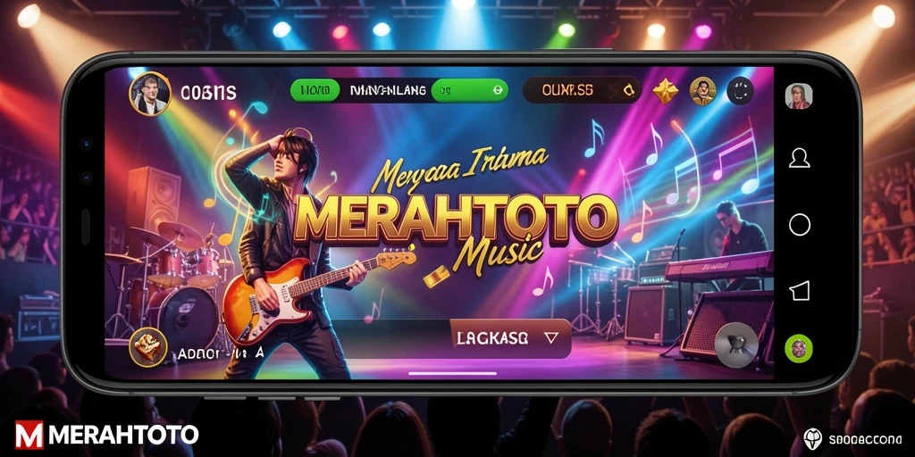 Screenshot gameplay MERAHTOTO menampilkan pengalaman musik interaktif.