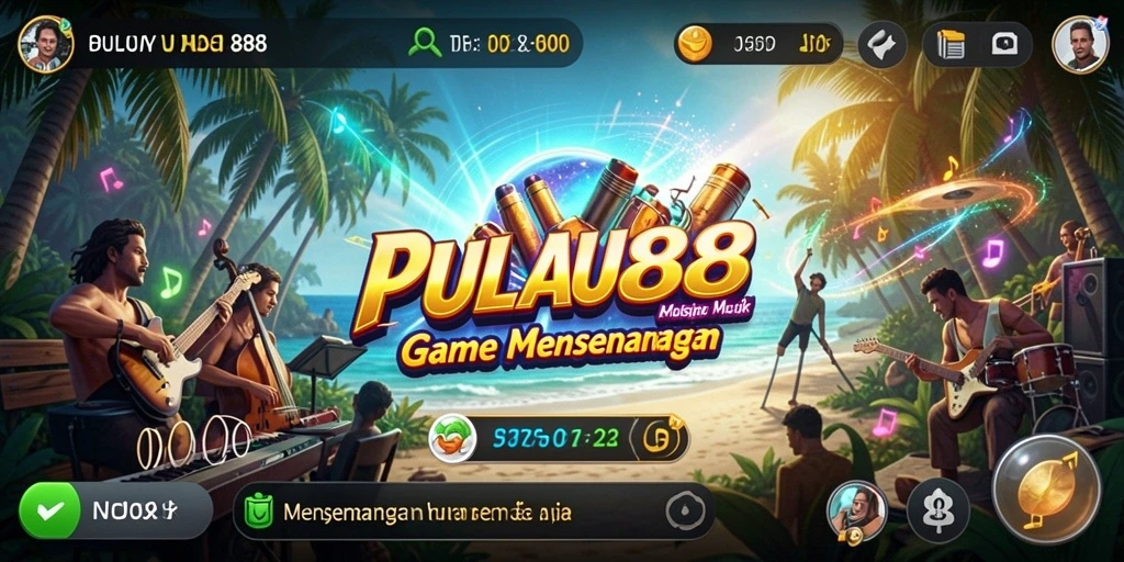 Tampilan gameplay PULAU88 dengan grafis yang menarik dan alat musik beragam.