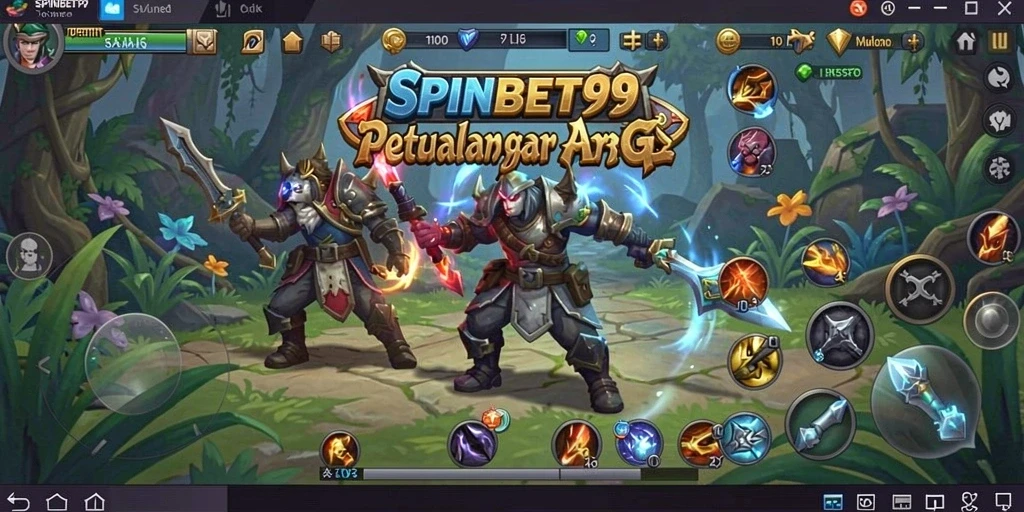 Screenshot menunjukkan aksi pertempuran epik dalam SPINBET99.