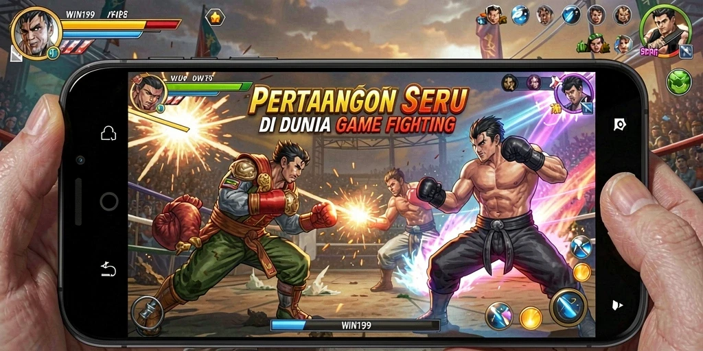 Screenshot gameplay WIN199 menampilkan pertarungan seru dan karakter yang dinamis.